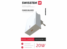 Swissten Síťový Adaptér Smart Ic 1X Usb 1A Power + Datový Kabel Usb / Type C 1,2 M Černý