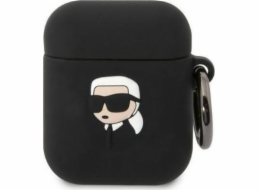 Karl Lagerfeld Case Karl Lagerfeld KLA2RUNIKK Apple AirPods 2/1 kryt černo/černý Silikonový Karl Head 3D