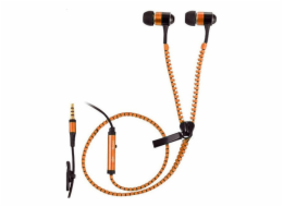 Sluchátka Trevi, ZIP 681 M, špuntová, kabel 1 m, s mikrofonem, klip na uchycení, oranžové