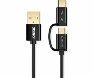Choetech USB-A - microUSB + USB-C USB kabel 1,2 m černý (...