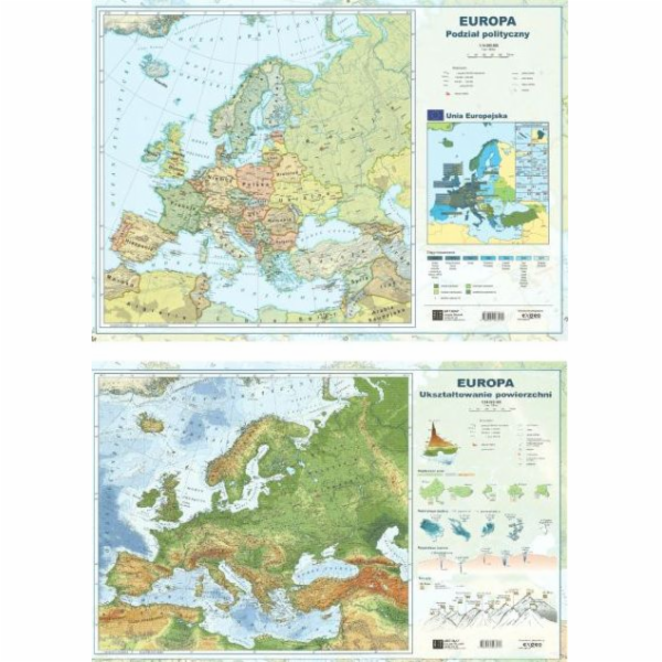 Pad s uměleckým mapovým deskem. Mapa Evropy