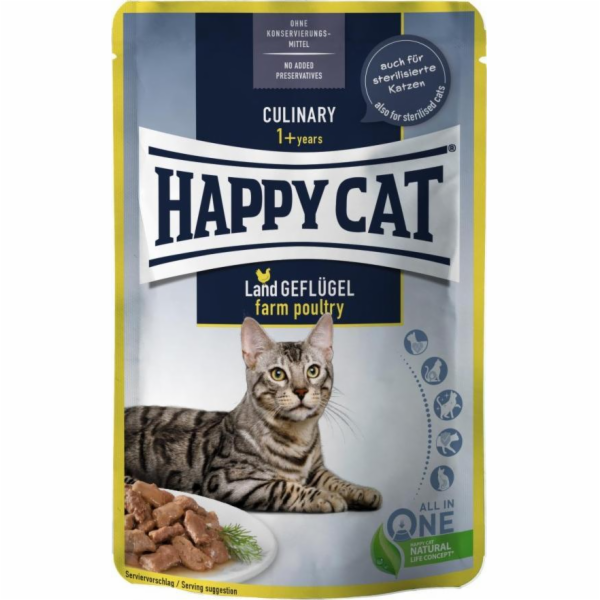 Happy Cat Culinary Mas in Sauce Farm Drůbež, mokré krmivo, pro dospělé kočky, drůbež, 85 g, sáček
