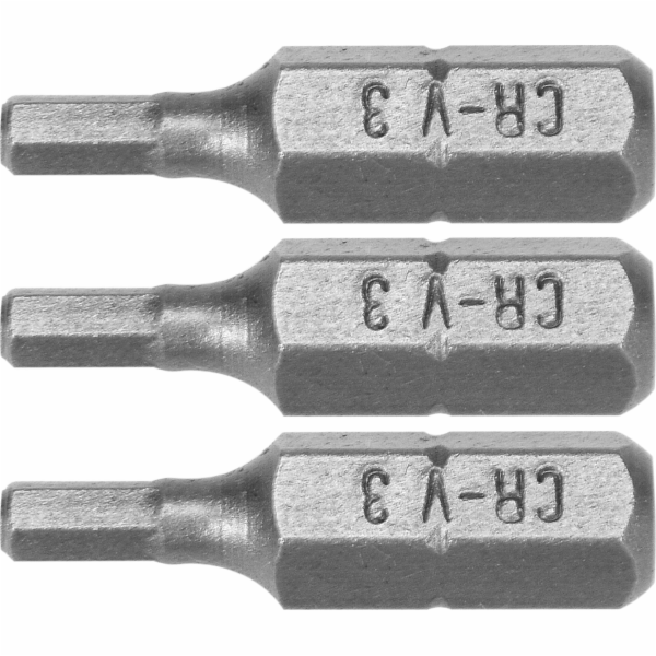 Šroubovací bity Dedra Hex H3x25mm, 3 ks blistr (18A04H30-03)