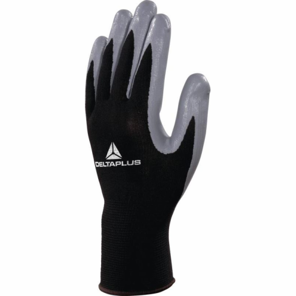 Pletené rukavice Delta Plus Polyester Rukavice Nitrilová strana Velikost 7 Černá/Šedá (VE712GR07)