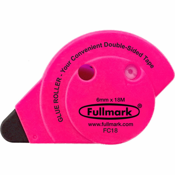 Fullmark Permanentní lepicí páska, fluorescenční růžová, 6mm x 18m, Fullmark