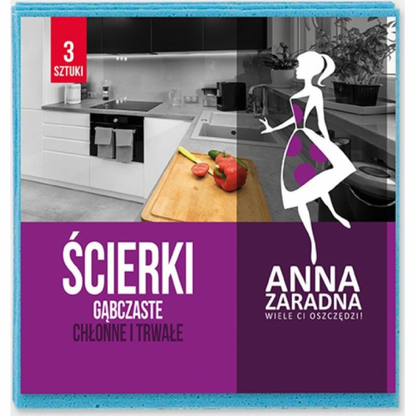 Anna Zaradna ANNA ZARADNA houbové utěrky, 3 ks, mix