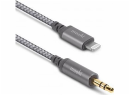 Moshi Lightning USB kabel – Mini Jack 3,5 mm 1,2 m šedý (MI-AUX-LIGHT-1,2M-TG)