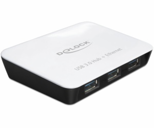 Delock USB 3.0 Hub 3 portový + 1 port Gigabit LAN 10/100/...