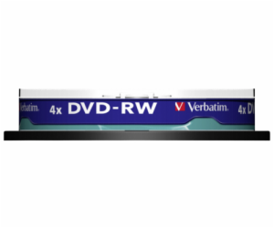 1x10 Verbatim DVD-RW 4,7GB 4x Speed, matte silver Cakebox