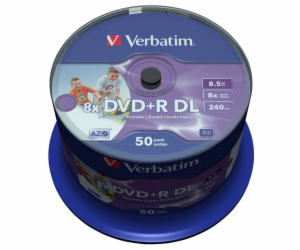 1x50 Verbatim DVD+R Double Layer 8x Speed, 8,5GB wide pri...