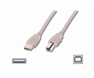 Digitus USB kabel A/samec na B-samec, 2x stíněný, béžový,...