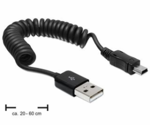 Delock kabel USB 2.0 A samec > USB mini samec, kroucený k...