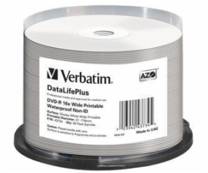 VERBATIM DVD-R 4,7GB/ 16x/ WIDE GLOSSY WATERPROOF/ printa...