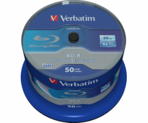 1x50 Verbatim BD-R Blu-Ray 25GB 6x Speed Datalife No-ID C...