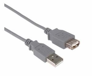 PremiumCord USB 2.0 kabel prodlužovací, A-A, 2m, šedá