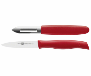 Zwilling Loupací nůž + škrabka Twin Grip červená 2 ks