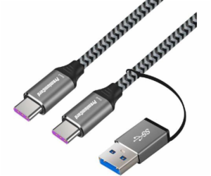 USB-C kabel ( USB 3.2 GEN 2, 5A, 100W, 20Gbit/s ) bavlněn...