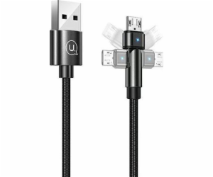 Usams USB kabel USAMS U60 2A microUSB opletený otočný kab...