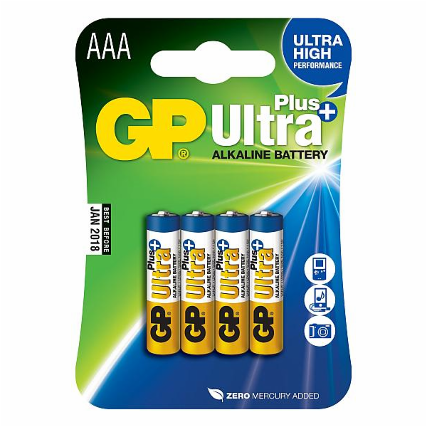 Baterie GP Ultra Plus Alkaline mikrotužka 1,5V, LR03 AAA, 1 ks