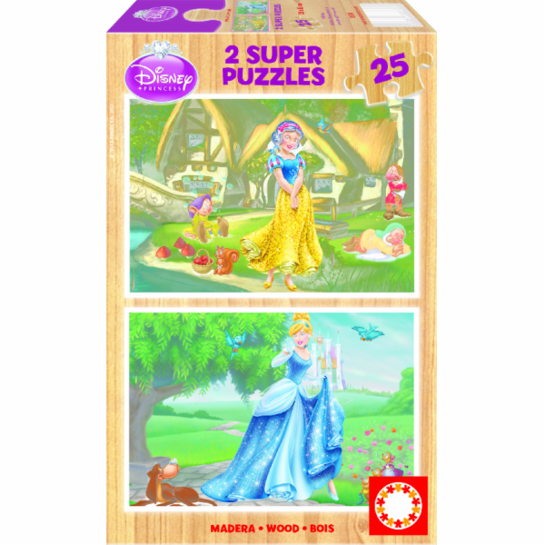 Puzzle dřevěné Disney Sněhurka a Popelka 2v1 25 dílků