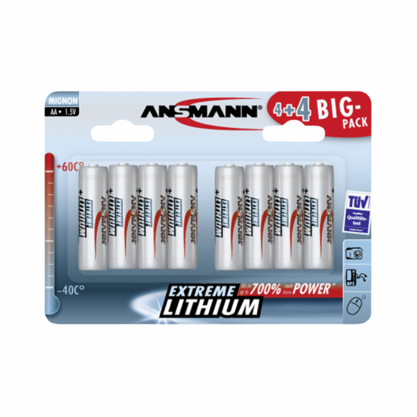 Baterie Ansmann Extreme Lithium AA Mignon 4+4 Big Pack