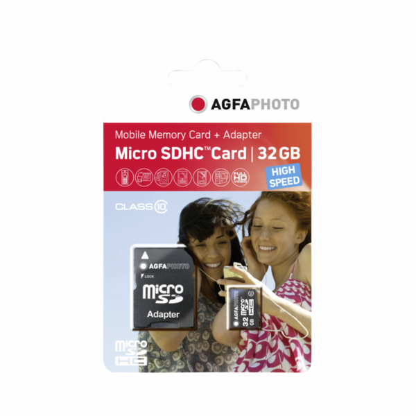Paměťová karta AgfaPhoto Mobile High Speed 32GB MicroSDHC Class 10 + Adapter