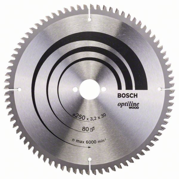 Bosch Kreissägeblatt Optiline Wood, O 250mm, 80Z