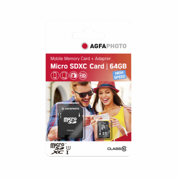 AgfaPhoto Mobile High Speed 64GB MicroSDXC Class 10 + Adapter