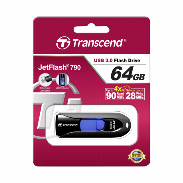 Transcend JetFlash 790 64GB USB 3.1 Gen 1, cerny TS64GJF790K