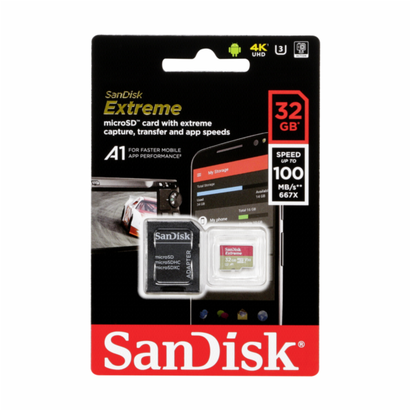 SanDisk microSDHC V30 A1 32GB extreme 100MB SDSQXAF-032G-GN6MA
