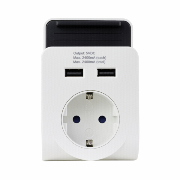REV USB Charger 2-fold w. Ablage white