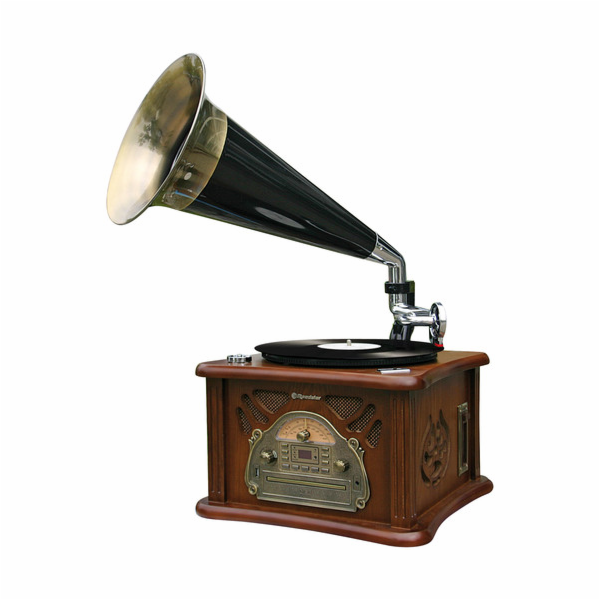 Retro gramofon Roadstar, HIF-1850TUMPK, retro gramofon, s troubou, LCD displej, dálkové ovládání