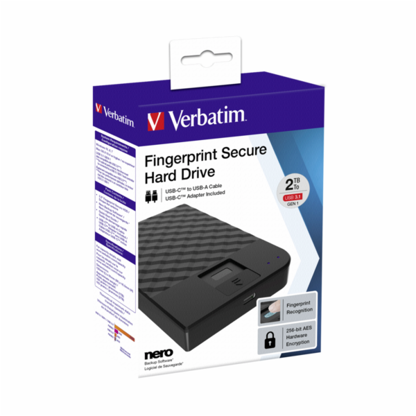 Verbatim Fingerprint Secure 2TB USB 3.1 Gen 1 USB-C 2,5
