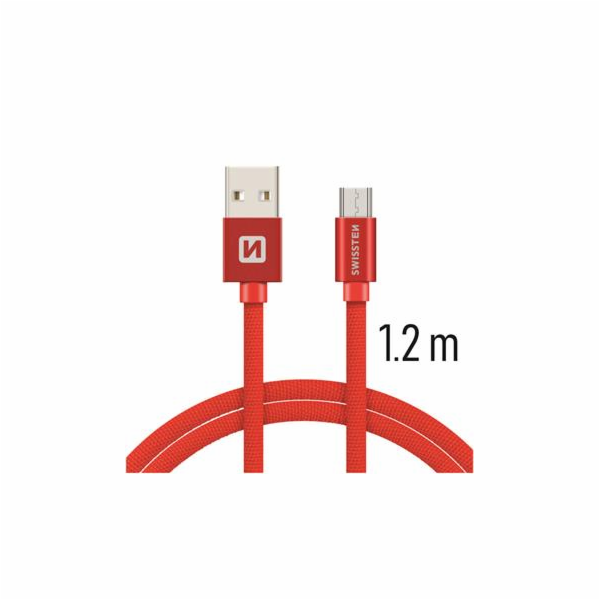 Swissten Datový Kabel Textile Usb / Micro Usb 1,2 M Červený