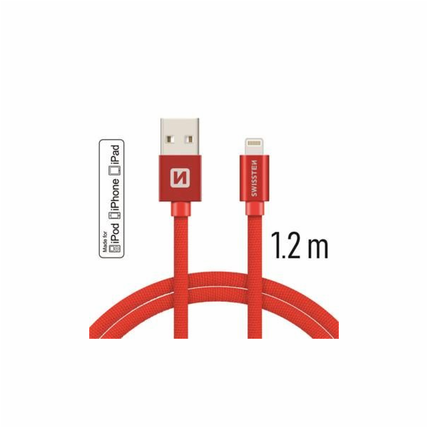 Swissten Datový Kabel Textile Usb / Lightning Mfi 1,2 M Červený