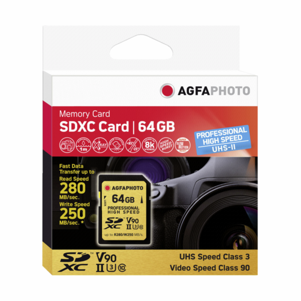 AgfaPhoto SDXC UHS II 64GB Professional High Speed U3 V90