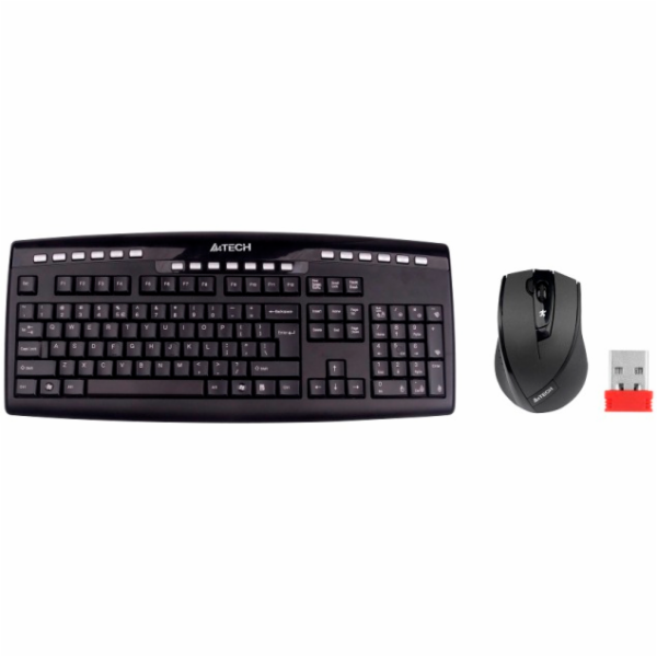 A4tech set klávesnice + myš 9200F, bezdrátová, V-Track optická myš, USB, CZ/US