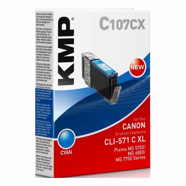 KMP C107CX cartridge modra komp. s Canon CLI-571 XL C