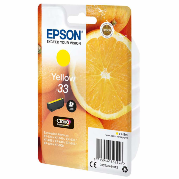 EPSON ink bar Singlepack ""Pomeranč"" Yellow 33 Claria Premium Ink