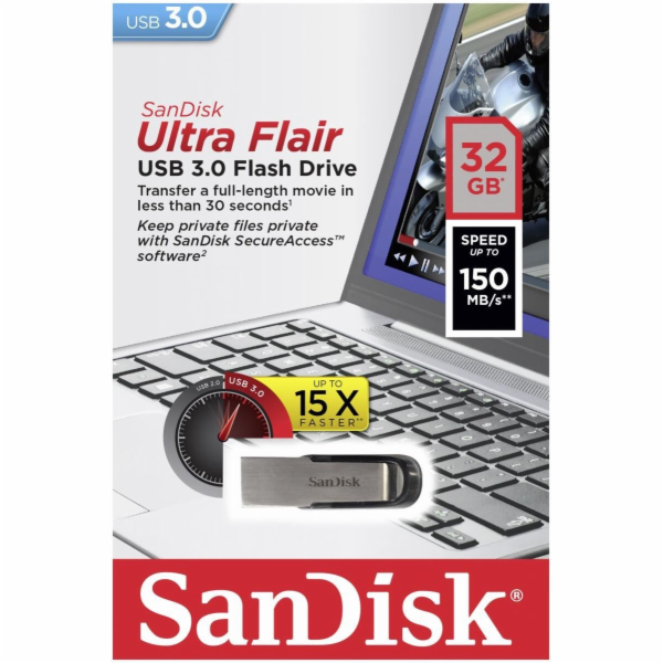 SanDisk Cruzer Ultra Flair 32GB USB 3.0 150MB/s SDCZ73-032G-G46 B657649