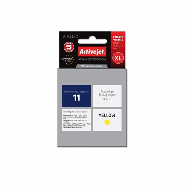 Activejet AH-11YR Ink Cartridge (replacement for HP 11 C4838A; Premium; 35 ml; yellow)