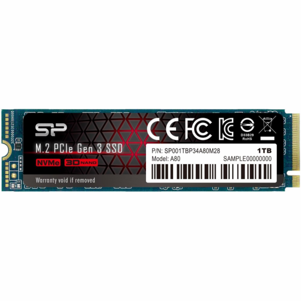 Silicon Power P34A80 1 TB M.2 2280 PCI-E x4 Gen3 NVMe SSD (SP001TBP34A80M28)