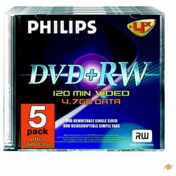 1x5 Philips DVD+RW 4,7GB 4x JC