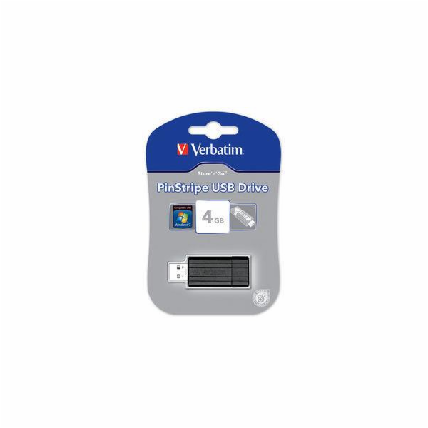 VERBATIM USB Flash Disk Store n Go PinStripe USB 4GB, černý 49061