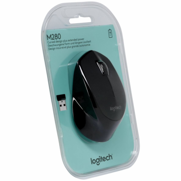 Logitech myš M280/ Bezdrátová/ Optická/ 1000dpi/ USB přijímač/ černá