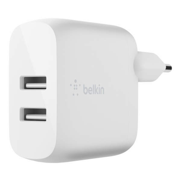 Belkin Dual USB-A nabijecka, 24W vc. Lightning kabel 1m, bila