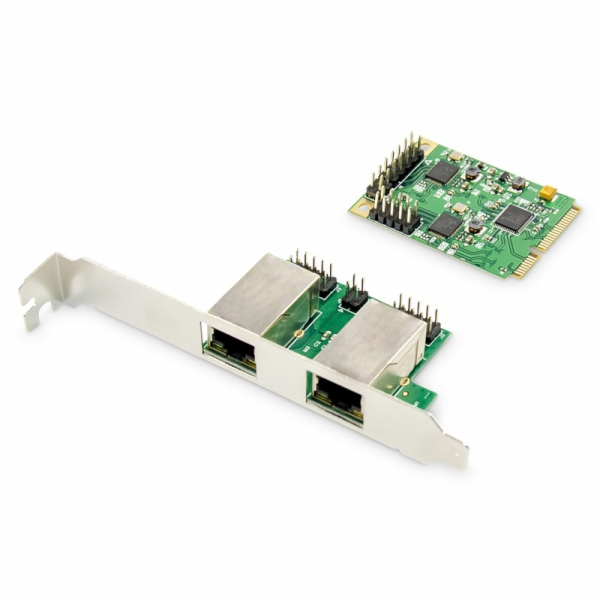 Karta sieciowa przewodowa mini PCI Express 2x RJ45 Gigabit 10/100/1000Mbps Low Profile