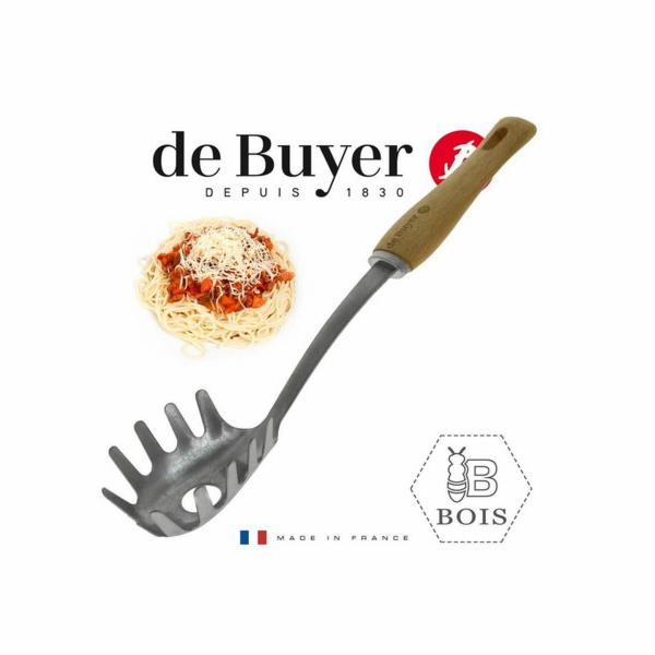 Naběračka na špagety de Buyer, 2701.09, B BOIS, nerez a bukové dřevo, robustní