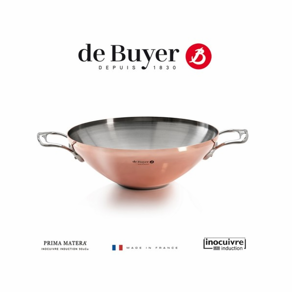 De Buyer Prima Matera Wok induct ion copper/steel with 2 handles