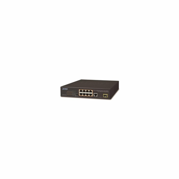 Planet FGSD-1011HP Planet FGSD-1011HP PoE switch, 8x 10/100 PoE, 1x TP + 1x SFP 1000Base-X, extend mód 10Mb, ESD, 802.3at 120W, fanless